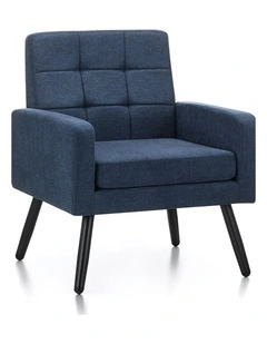 Mid Century Modern Accent Chair, Upholstered Armchair with Tufted Backrest