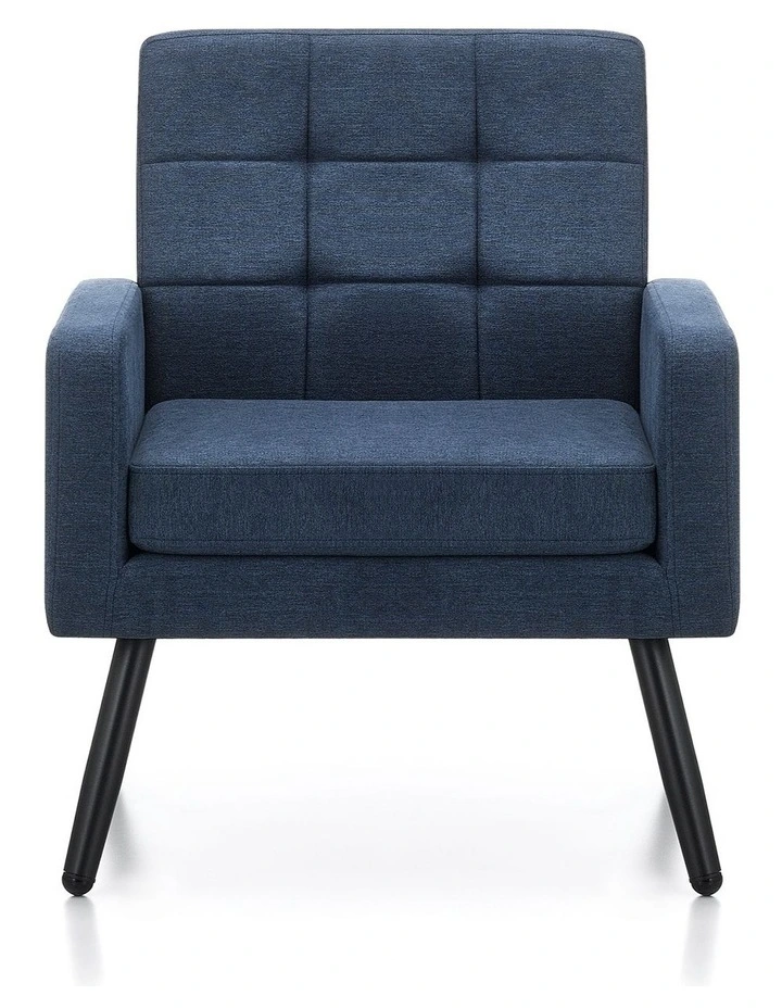 Mid Century Modern Accent Chair, Upholstered Armchair with Tufted Backrest image 3