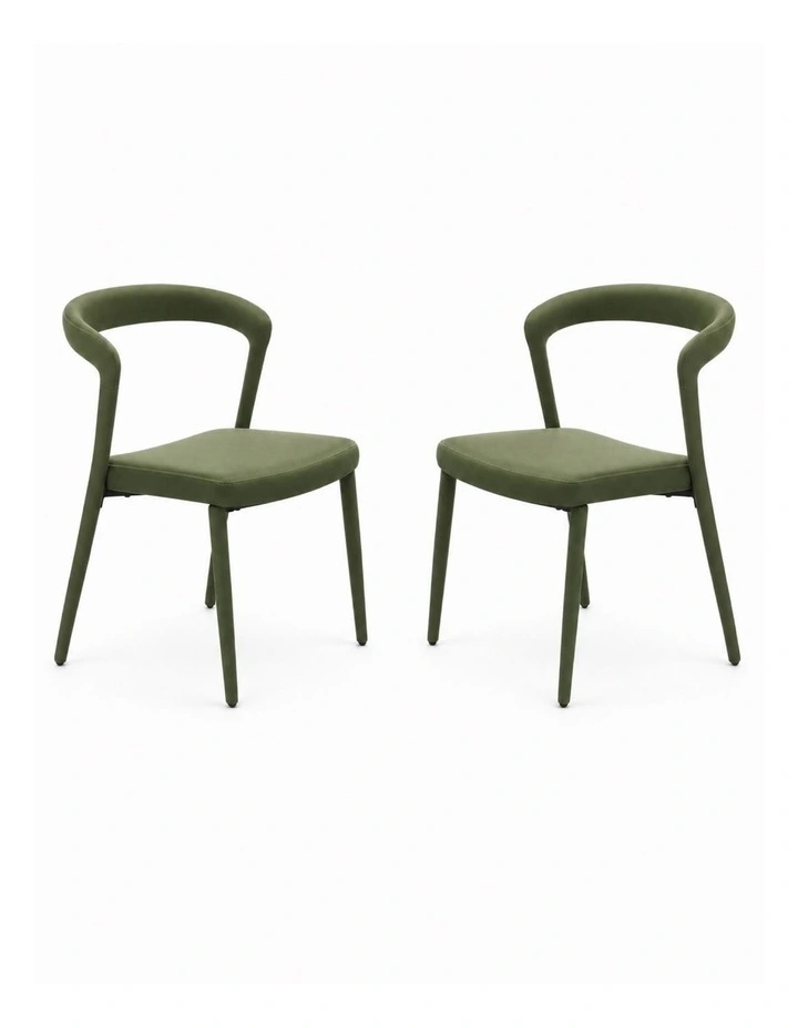 Set of 2 Modern Upholstered Velvet Dining Chair, Mid-Century Kitchen Chair, Green image 1
