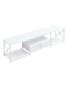 Rustic TV Unit with Fabric Drawers, Entertainment Center and Industrial TV Unit, White