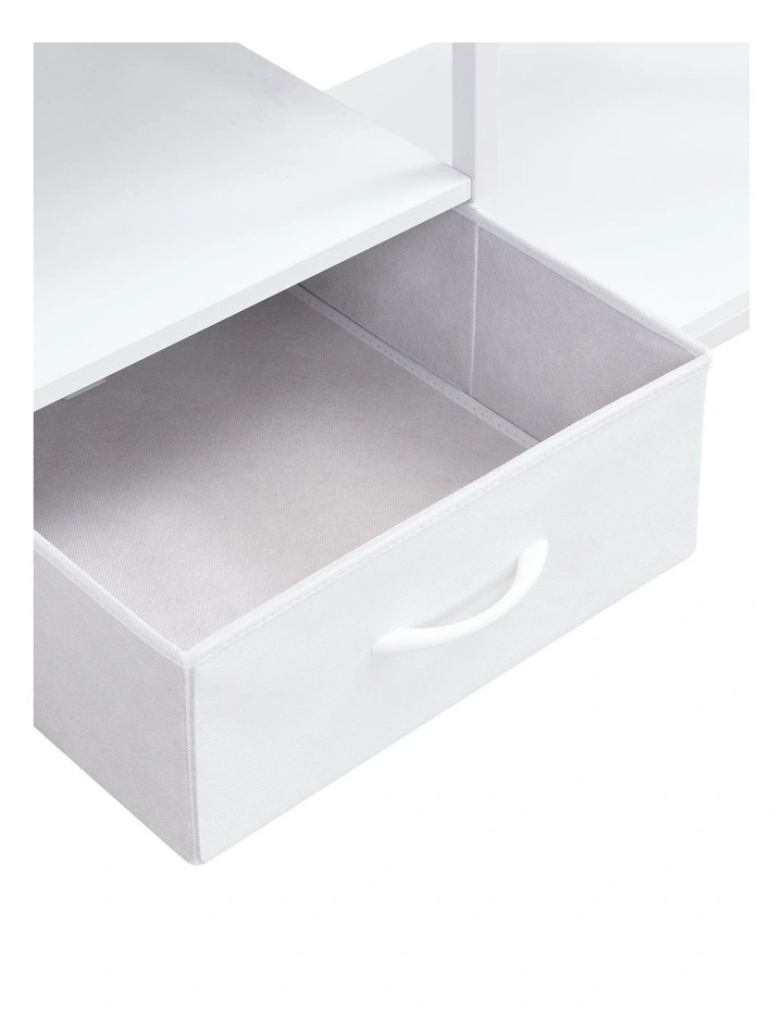 Rustic TV Unit with Fabric Drawers, Entertainment Center and Industrial TV Unit, White image 5
