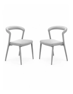 Set of 2 Modern Upholstered Velvet Dining Chair, Mid-Century Kitchen Chair, Grey
