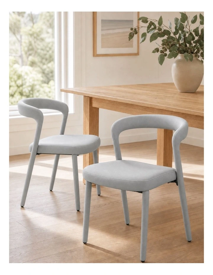 Set of 2 Modern Upholstered Velvet Dining Chair, Mid-Century Kitchen Chair, Grey image 2