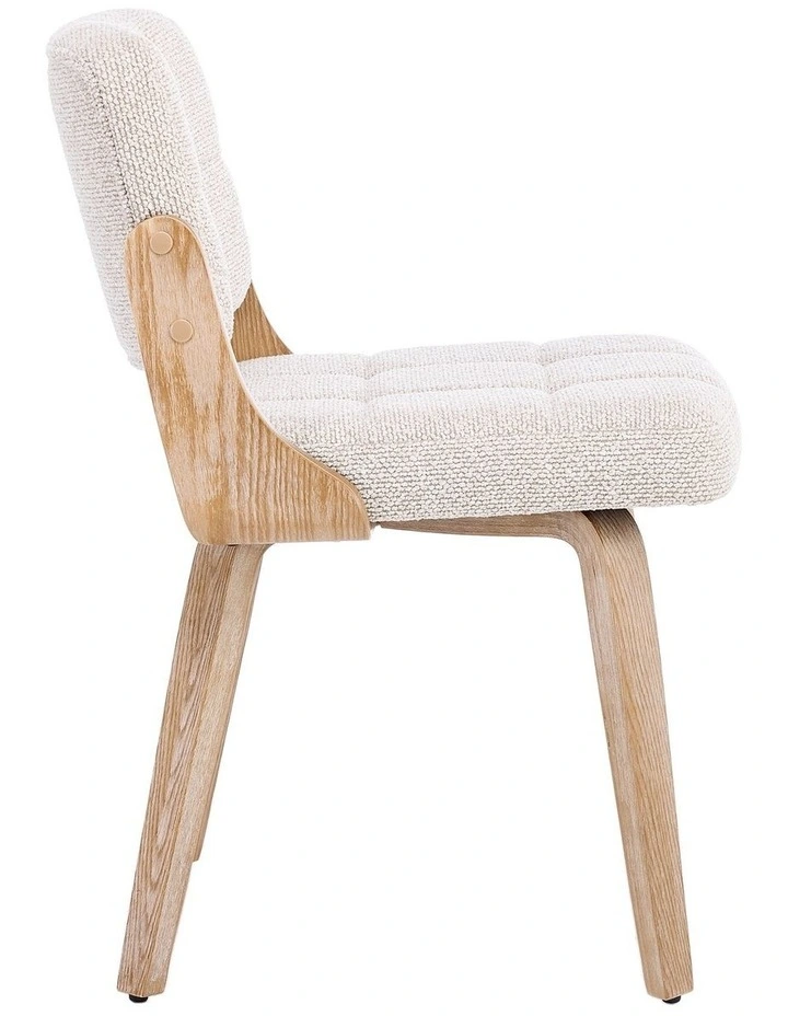 Nordic Button Back Dining Chair Set of 2, Upholstery Dining Chairs with Walnut Bentwood Frame, Beige image 4