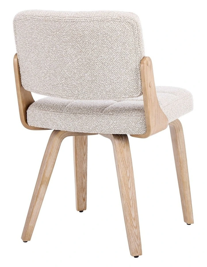 Nordic Button Back Dining Chair Set of 2, Upholstery Dining Chairs with Walnut Bentwood Frame, Beige image 5