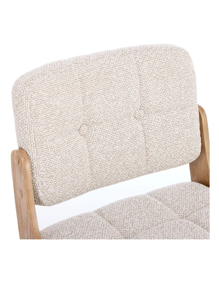 Nordic Button Back Dining Chair Set of 2, Upholstery Dining Chairs with Walnut Bentwood Frame, Beige image 6