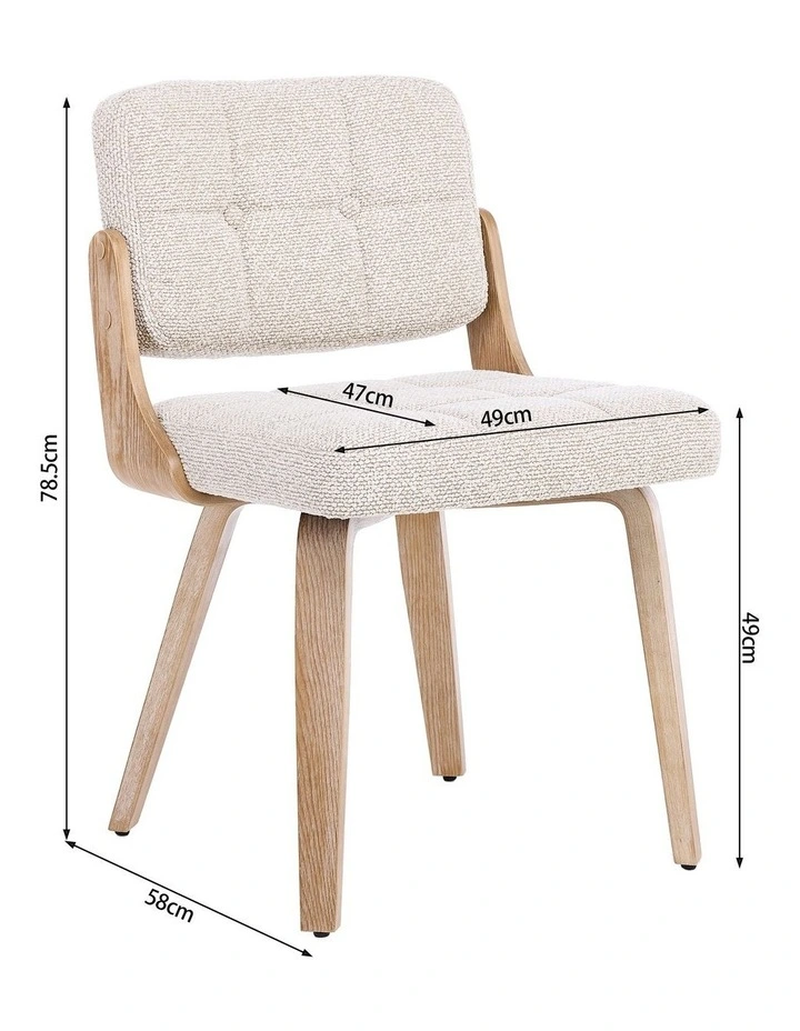 Nordic Button Back Dining Chair Set of 2, Upholstery Dining Chairs with Walnut Bentwood Frame, Beige image 7