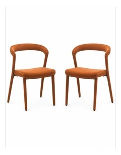 Set of 2 Modern Upholstered Velvet Dining Chair, Mid-Century Kitchen Chair, Rusty Red