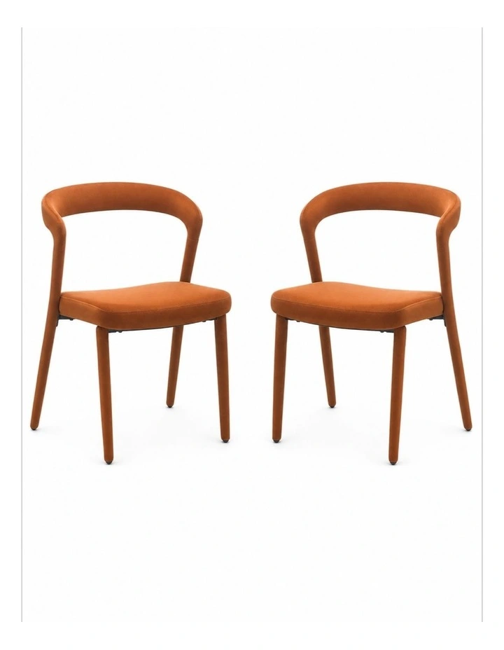 Set of 2 Modern Upholstered Velvet Dining Chair, Mid-Century Kitchen Chair, Rusty Red image 1