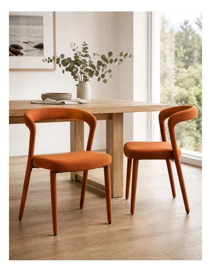 Set of 2 Modern Upholstered Velvet Dining Chair, Mid-Century Kitchen Chair, Rusty Red image 2