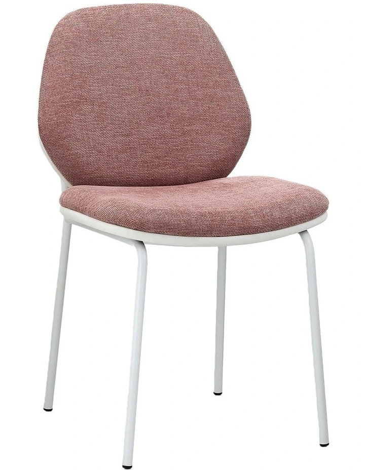 Set of 2 Modern Upholstered Dining Chair, Mid Century Side Chair with White Metal Leg image 3