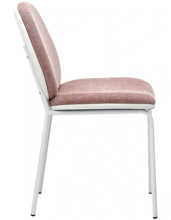 Set of 2 Modern Upholstered Dining Chair, Mid Century Side Chair with White Metal Leg image 4