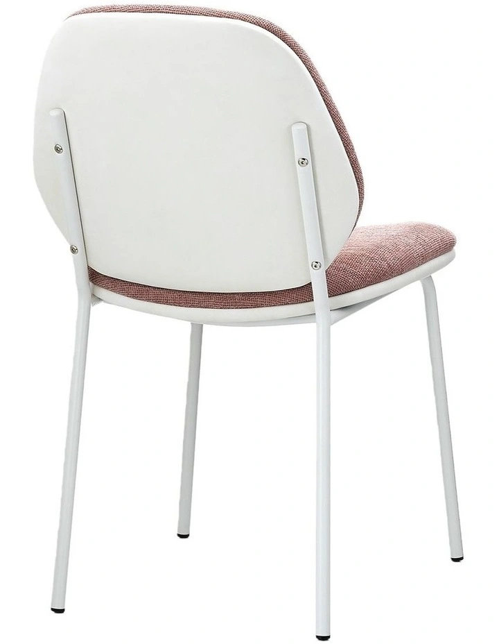 Set of 2 Modern Upholstered Dining Chair, Mid Century Side Chair with White Metal Leg image 5