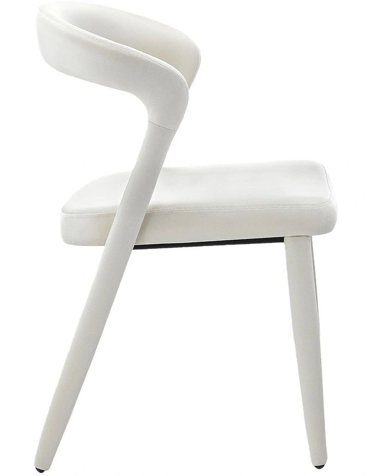 Set of 2 Modern Upholstered Velvet Dining Chair, Mid-Century Kitchen Chair, Beige image 3