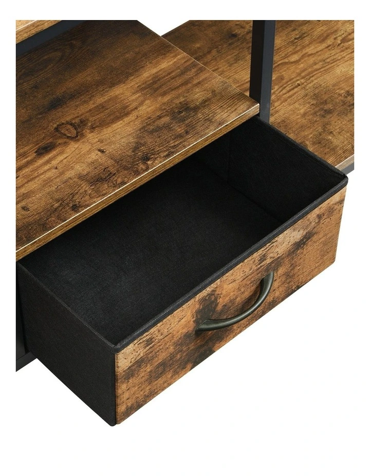 Rustic TV Unit with Fabric Drawers, Entertainment Center and Industrial TV Unit, Brown image 4