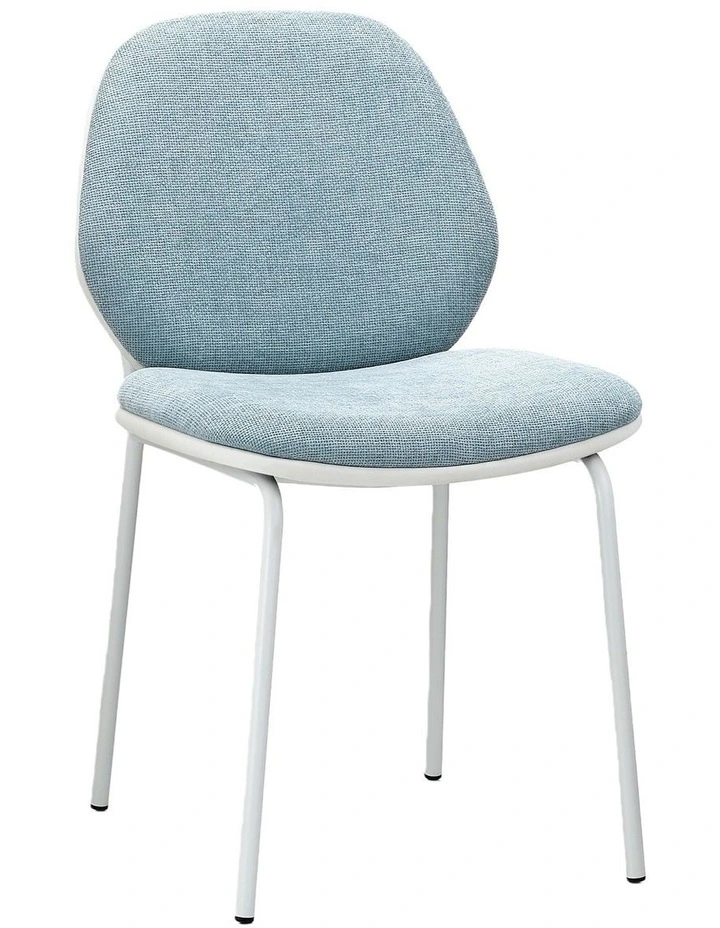 Set of 2 Modern Upholstered Dining Chair, Mid Century Side Chair with White Metal Leg image 3