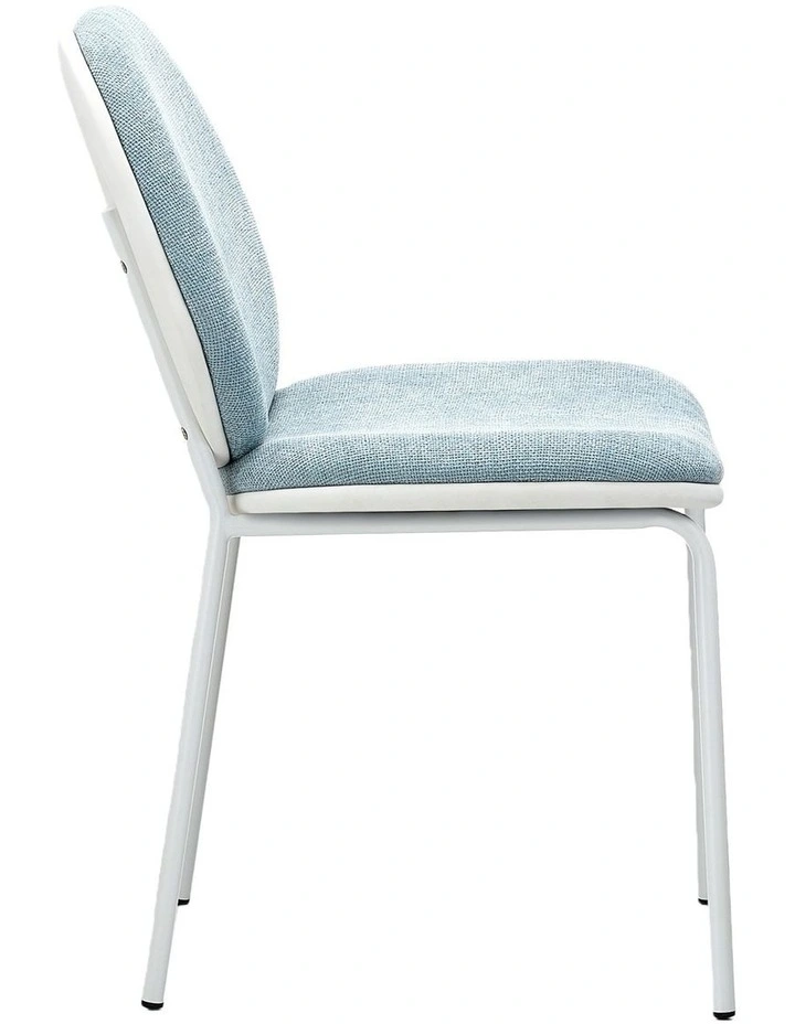 Set of 2 Modern Upholstered Dining Chair, Mid Century Side Chair with White Metal Leg image 4
