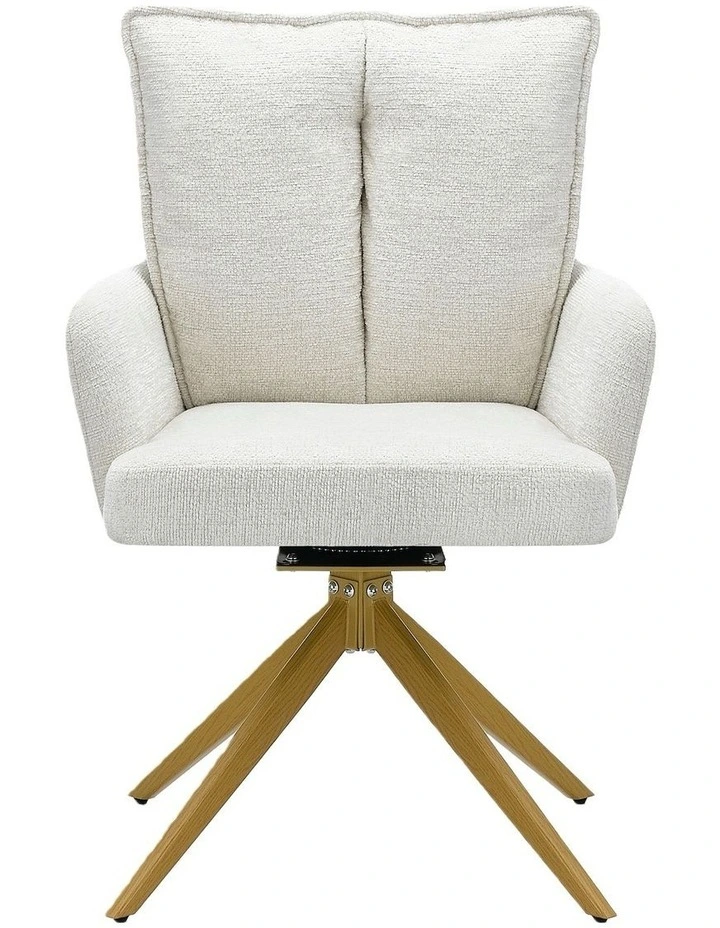 Homfurn Set of 2 Modern Swivel Dining Chairs, Upholstered Armchair with Sturdy Wood-like Base, Beige image 3