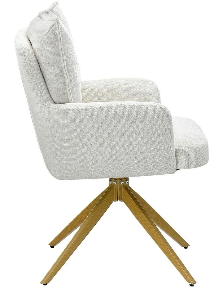 Homfurn Set of 2 Modern Swivel Dining Chairs, Upholstered Armchair with Sturdy Wood-like Base, Beige image 4