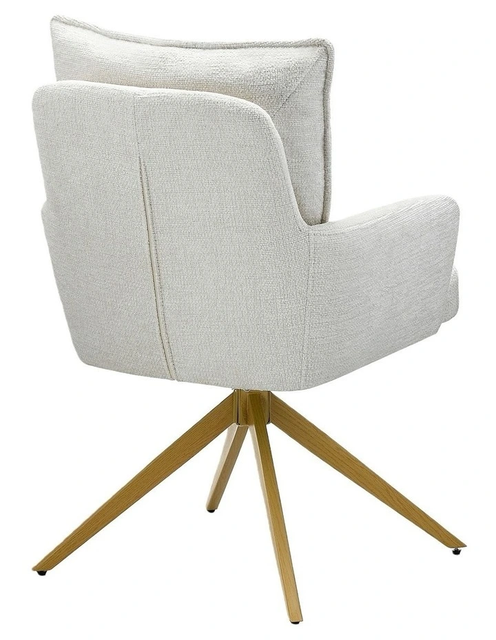 Homfurn Set of 2 Modern Swivel Dining Chairs, Upholstered Armchair with Sturdy Wood-like Base, Beige image 5