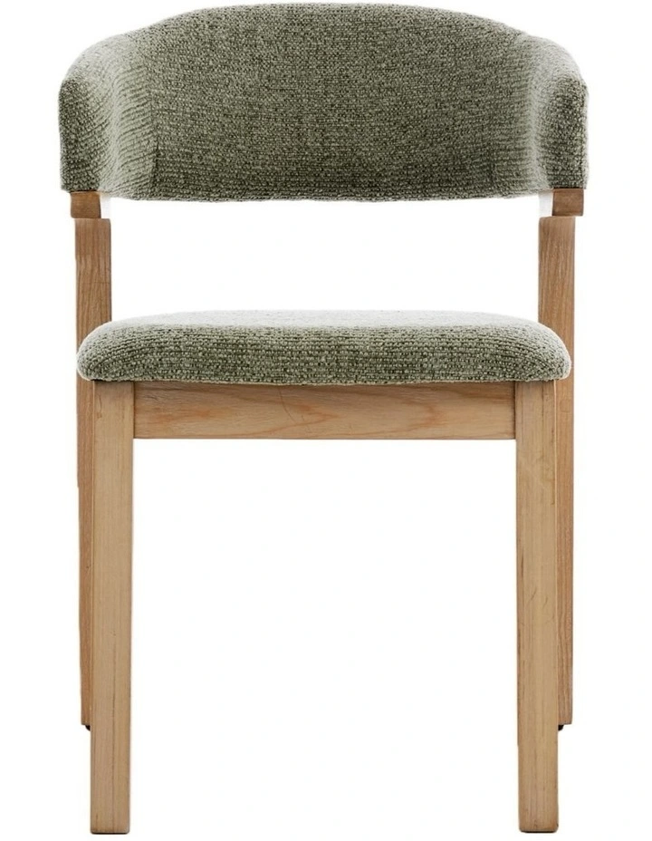 Wooden Dining Chair Set of 2, Fabric Upholstered Dining Room Chair with Curved Back image 3