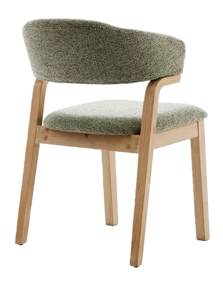 Wooden Dining Chair Set of 2, Fabric Upholstered Dining Room Chair with Curved Back image 4