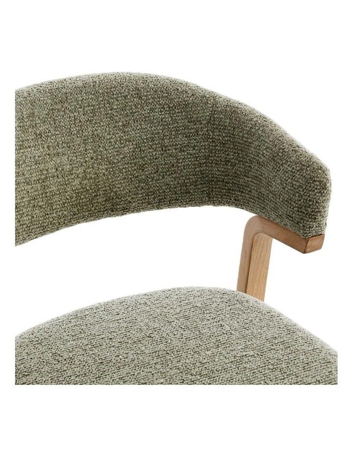 Wooden Dining Chair Set of 2, Fabric Upholstered Dining Room Chair with Curved Back image 5