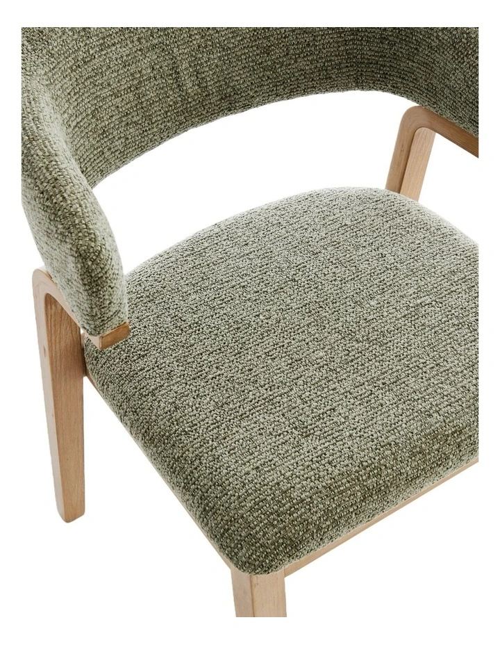 Wooden Dining Chair Set of 2, Fabric Upholstered Dining Room Chair with Curved Back image 6