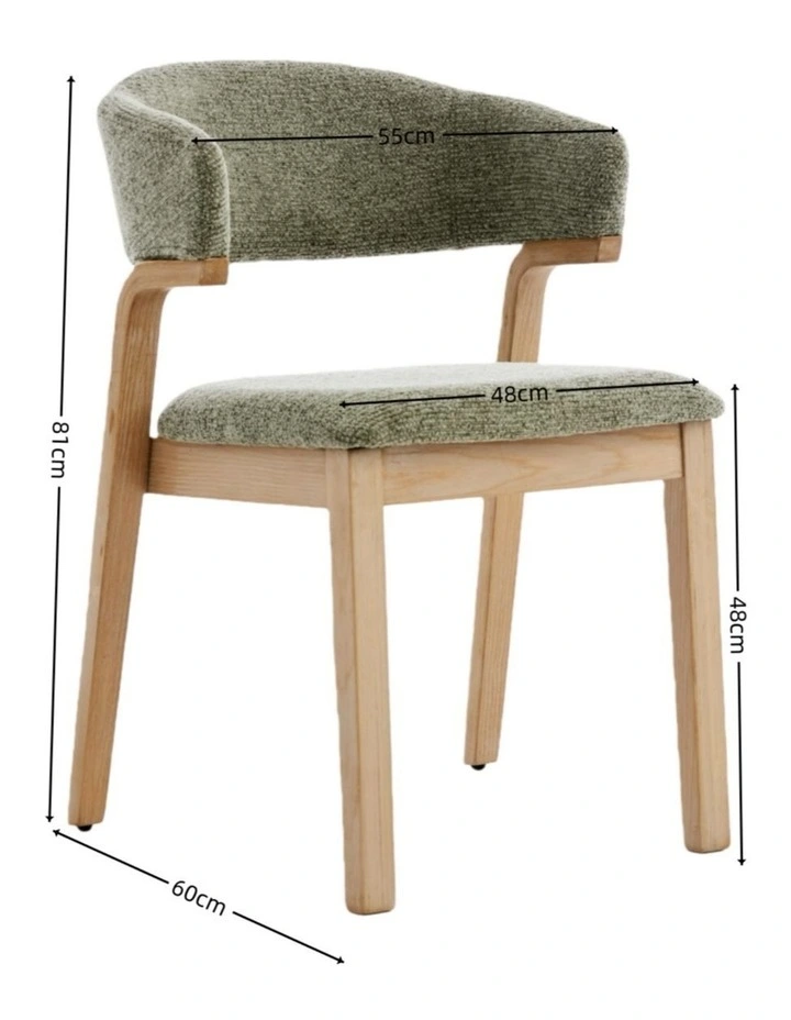 Wooden Dining Chair Set of 2, Fabric Upholstered Dining Room Chair with Curved Back image 7