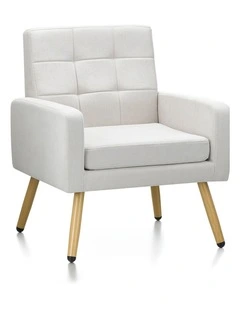 Mid Century Modern Accent Chair, Upholstered Armchair with Tufted Backrest