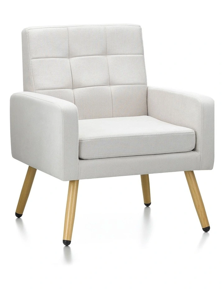 Mid Century Modern Accent Chair, Upholstered Armchair with Tufted Backrest image 1