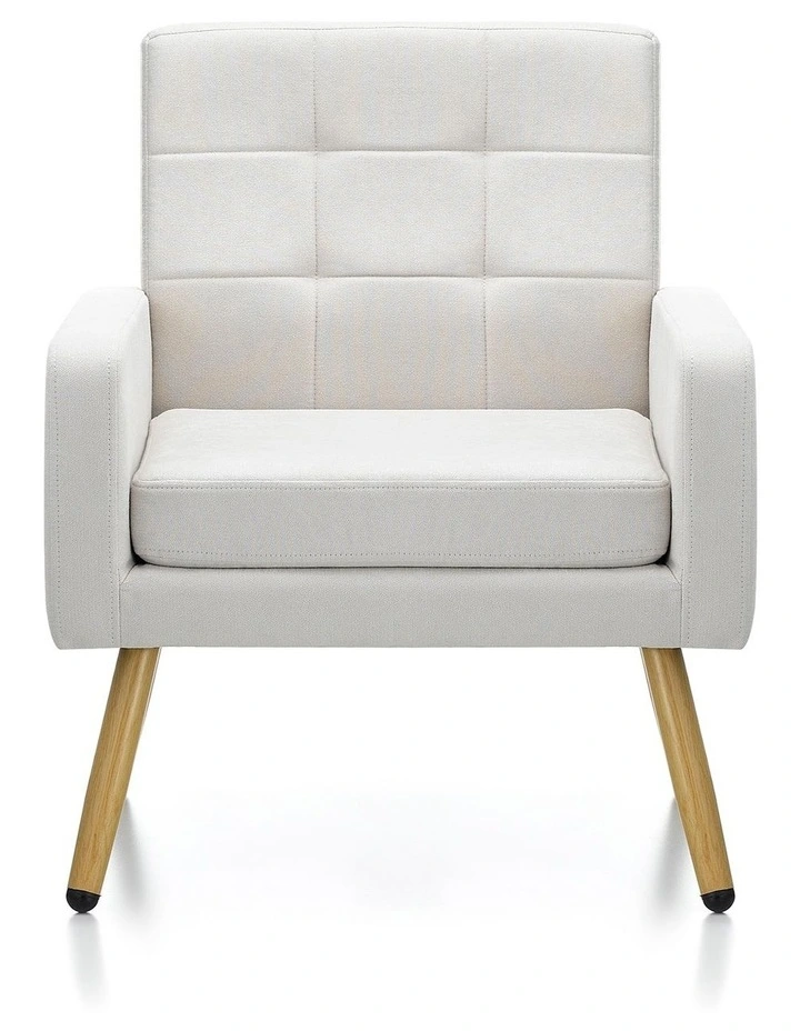 Mid Century Modern Accent Chair, Upholstered Armchair with Tufted Backrest image 3