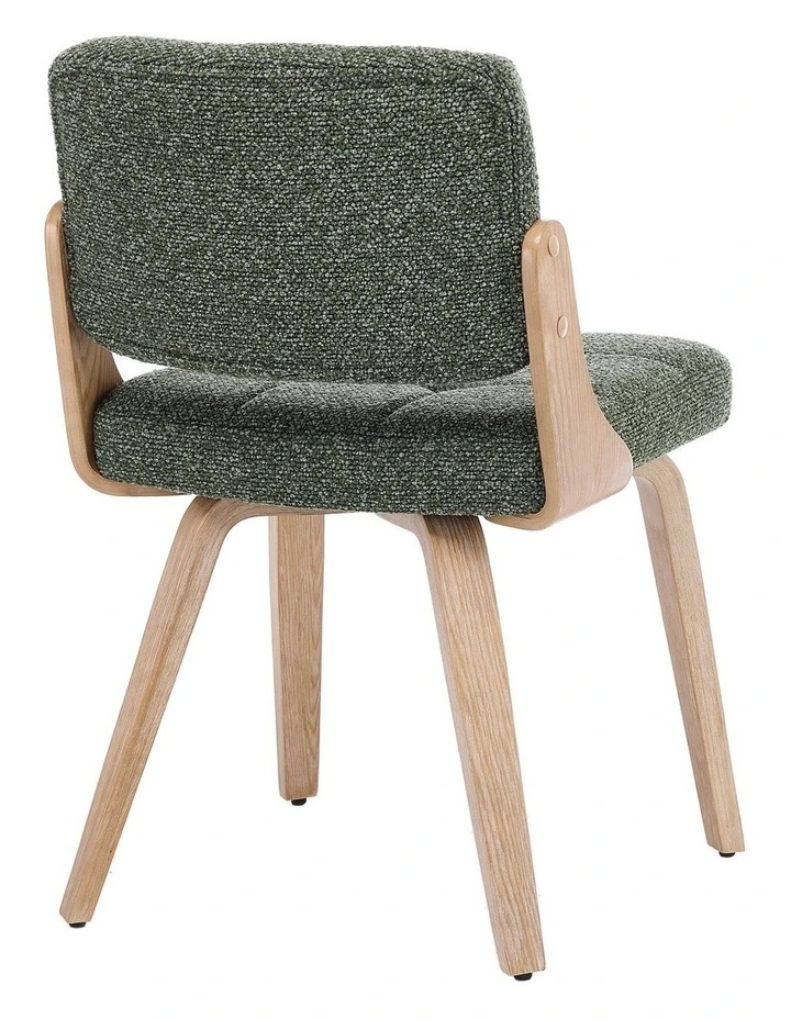 Nordic Button Back Dining Chair Set of 2, Upholstery Dining Chairs with Walnut Bentwood Frame, Green image 5