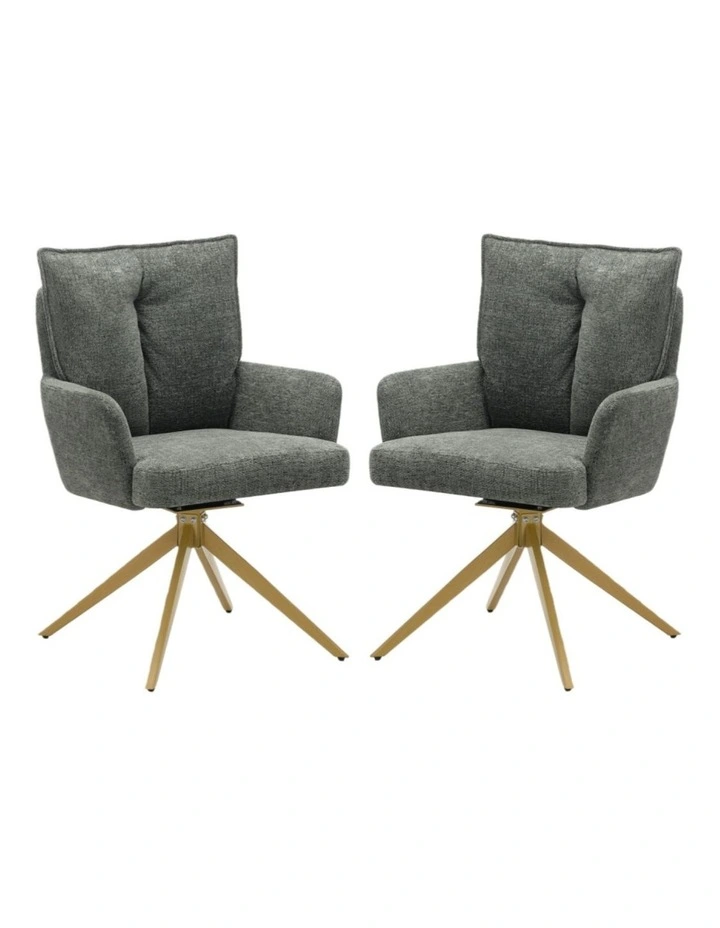 Homfurn Set of 2 Modern Swivel Dining Chairs, Upholstered Armchair with Sturdy Wood-like Base, Green image 1