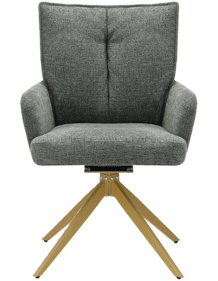 Homfurn Set of 2 Modern Swivel Dining Chairs, Upholstered Armchair with Sturdy Wood-like Base, Green image 3