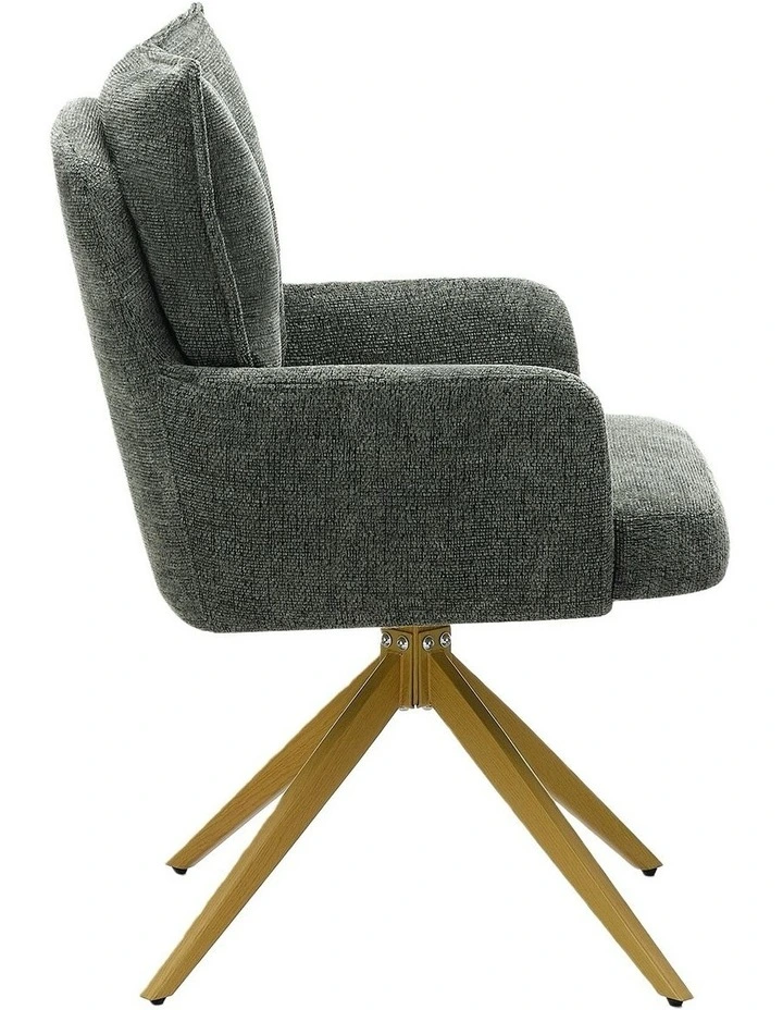 Homfurn Set of 2 Modern Swivel Dining Chairs, Upholstered Armchair with Sturdy Wood-like Base, Green image 4