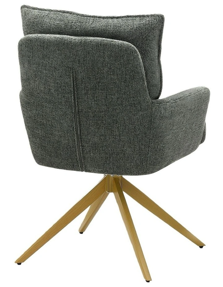 Homfurn Set of 2 Modern Swivel Dining Chairs, Upholstered Armchair with Sturdy Wood-like Base, Green image 5