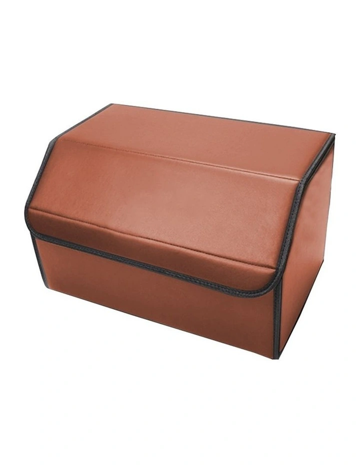 SOGA Large Foldable Leather Car Boot Trunk Cargo Organizer Storage Box Coffee image 3