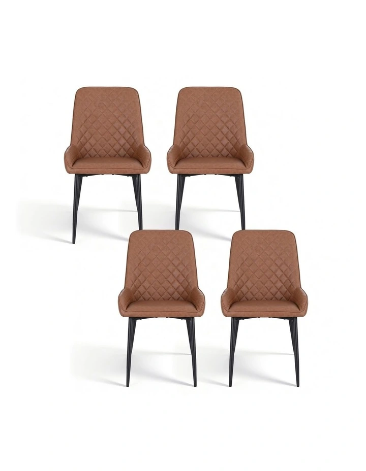 Artiss 4x Dining Chairs Retro PU Leather Kitchen Lounge Cafe Accent Chair Brown image 2