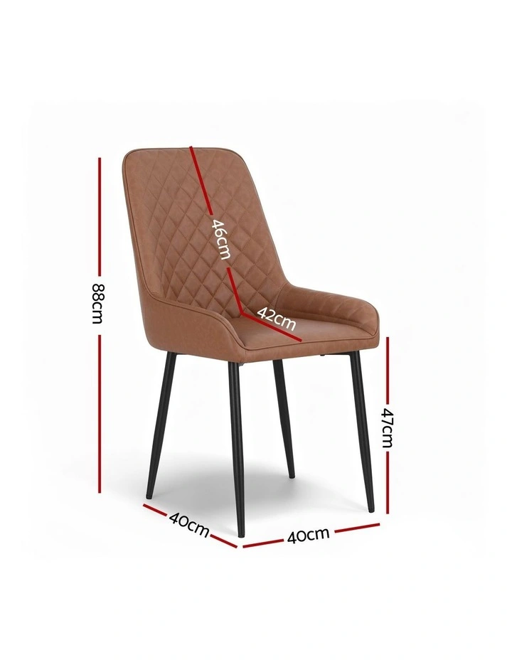 Artiss 4x Dining Chairs Retro PU Leather Kitchen Lounge Cafe Accent Chair Brown image 4