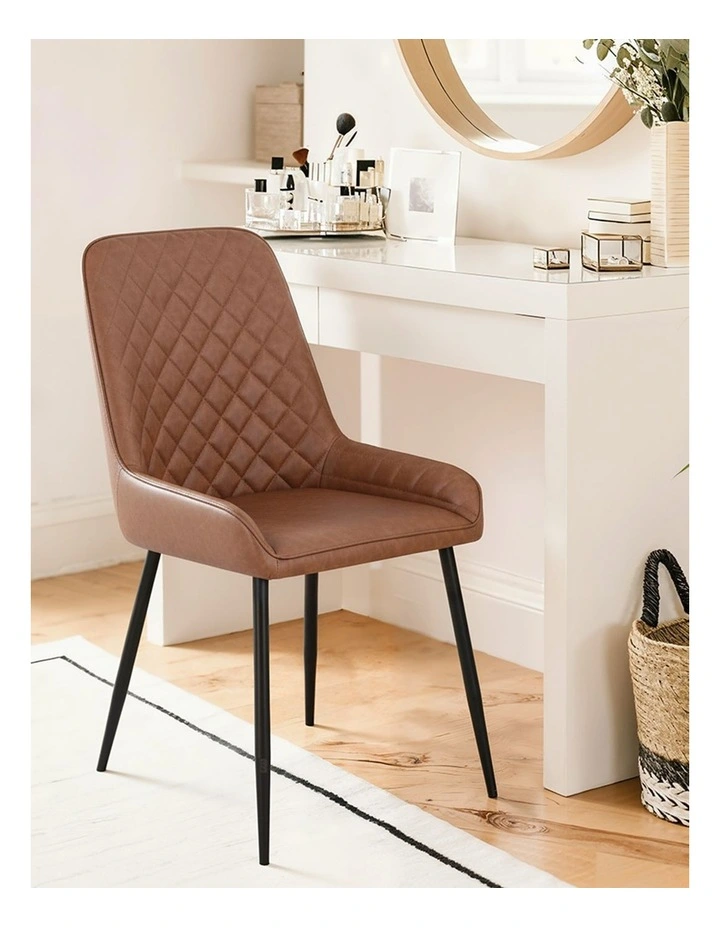 Artiss 4x Dining Chairs Retro PU Leather Kitchen Lounge Cafe Accent Chair Brown image 5