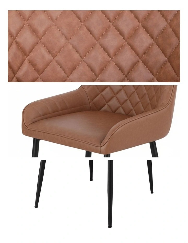 Artiss 4x Dining Chairs Retro PU Leather Kitchen Lounge Cafe Accent Chair Brown image 7
