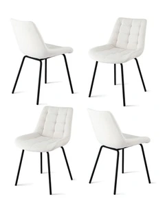 Artiss 4x Dining Chairs Velvet Tufted Kitchen Lounge Cafe Accent Chair Beige