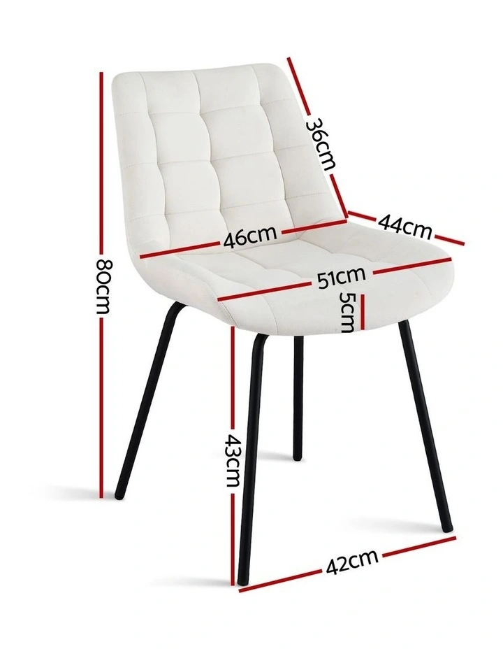 Artiss 4x Dining Chairs Velvet Tufted Kitchen Lounge Cafe Accent Chair Beige image 4