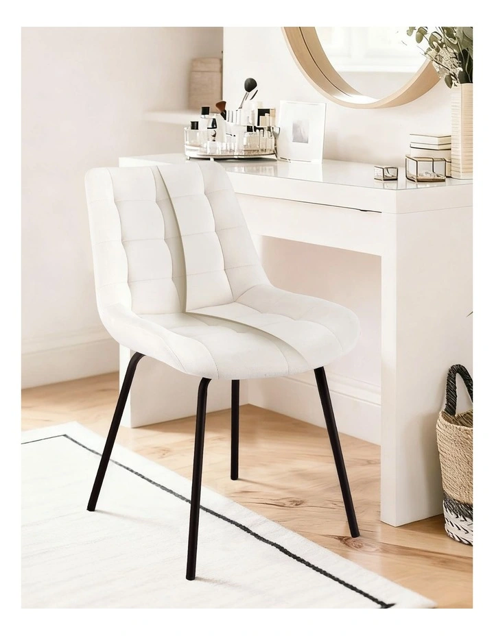 Artiss 4x Dining Chairs Velvet Tufted Kitchen Lounge Cafe Accent Chair Beige image 5