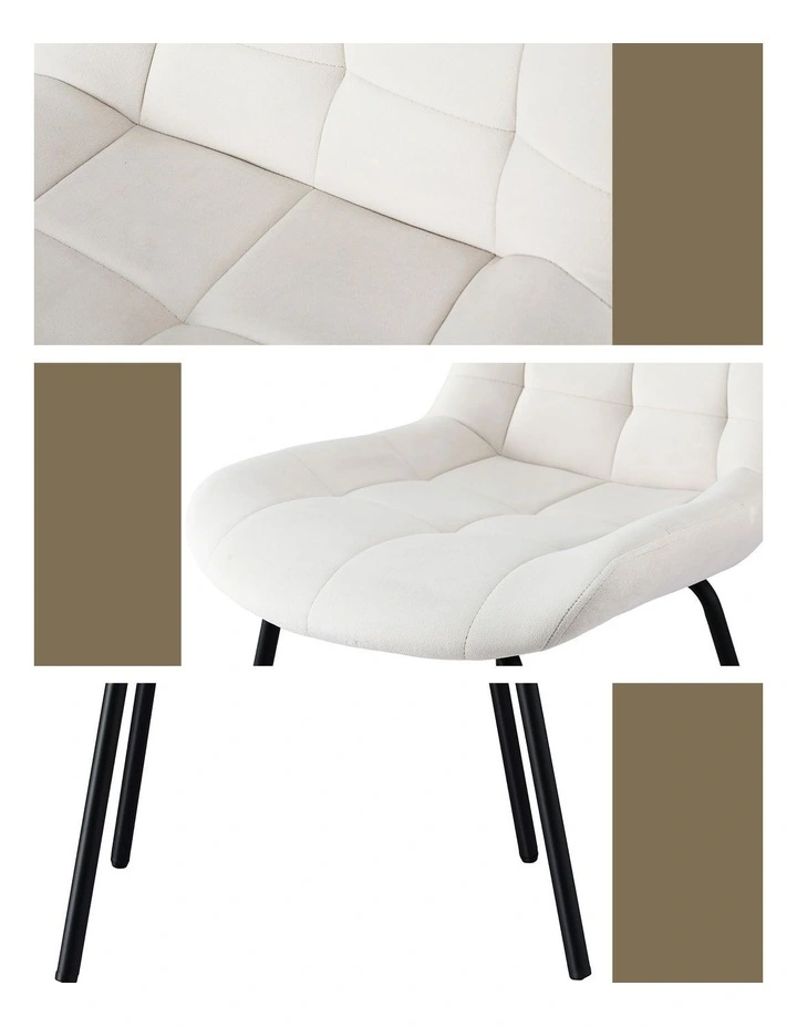 Artiss 4x Dining Chairs Velvet Tufted Kitchen Lounge Cafe Accent Chair Beige image 7