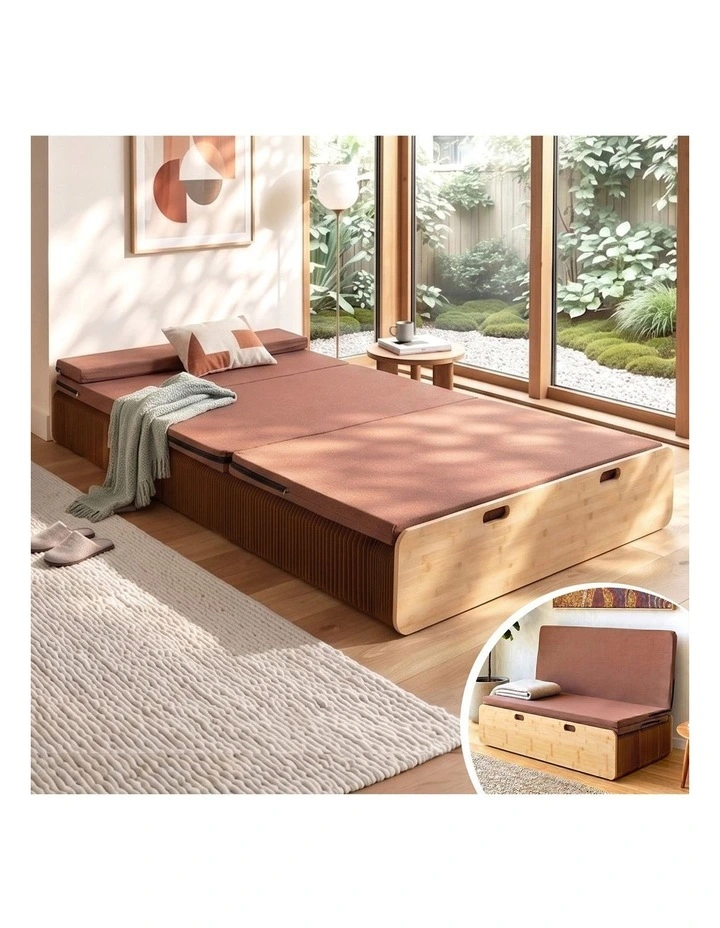 Artiss Folding Kraft Paper Bed Frame with Mattress and Pillow 300kg Capacity 200x120cm image 3