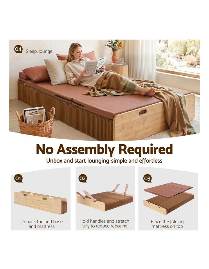 Artiss Folding Kraft Paper Bed Frame with Mattress and Pillow 300kg Capacity 200x120cm image 6