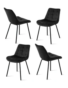 Artiss 4x Dining Chairs Velvet Tufted Kitchen Lounge Cafe Accent Chair Black