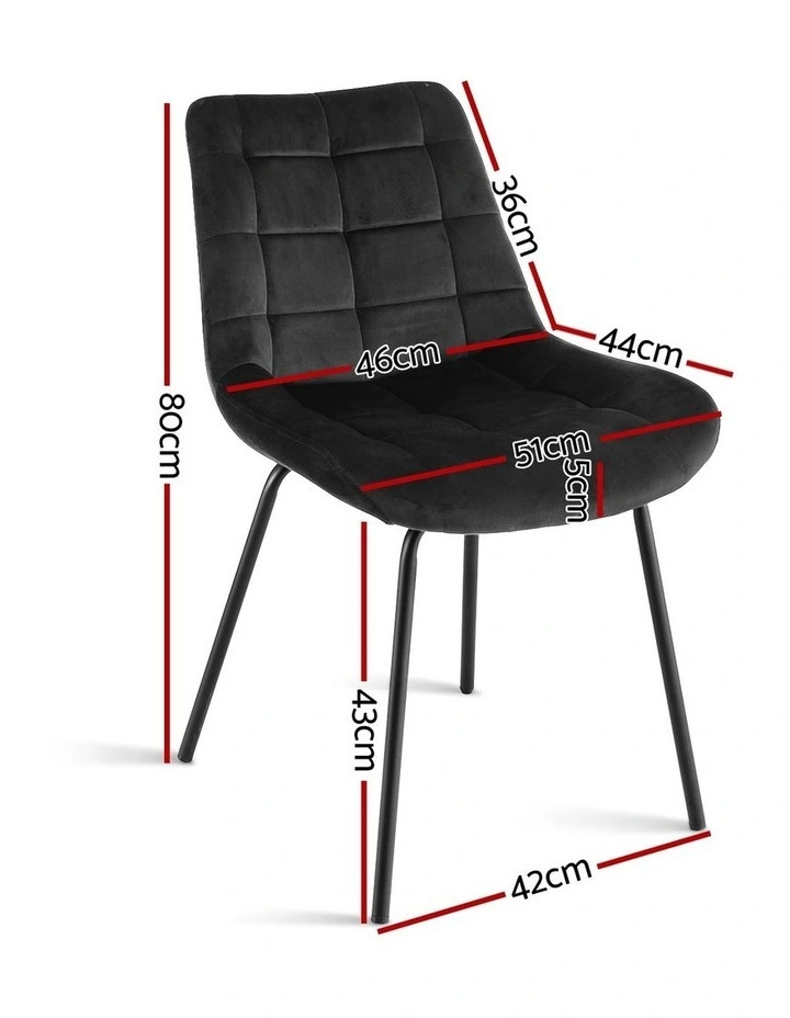 Artiss 4x Dining Chairs Velvet Tufted Kitchen Lounge Cafe Accent Chair Black image 4